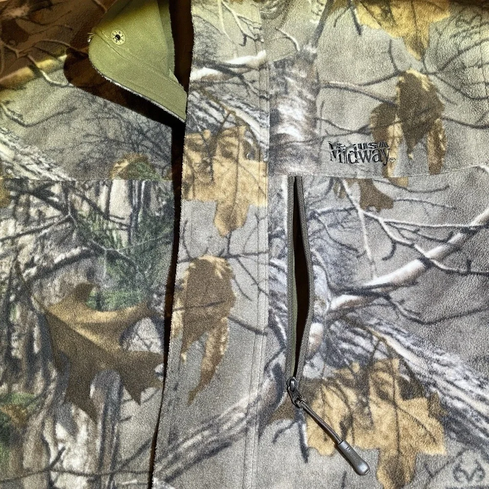 Camouflage Fleece Jacket Windproof Midway USA Men's Size L Hunting Coat NRA Camo